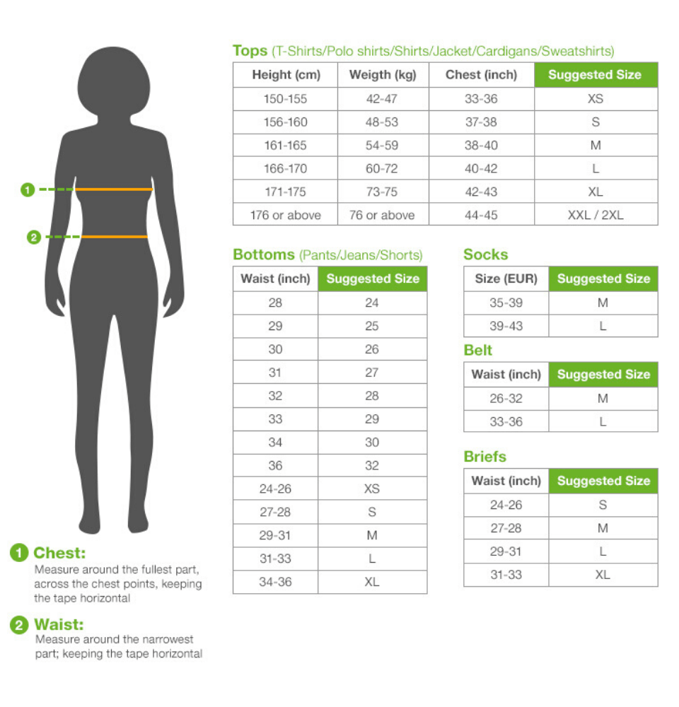 Size Chart - Bossini Singapore