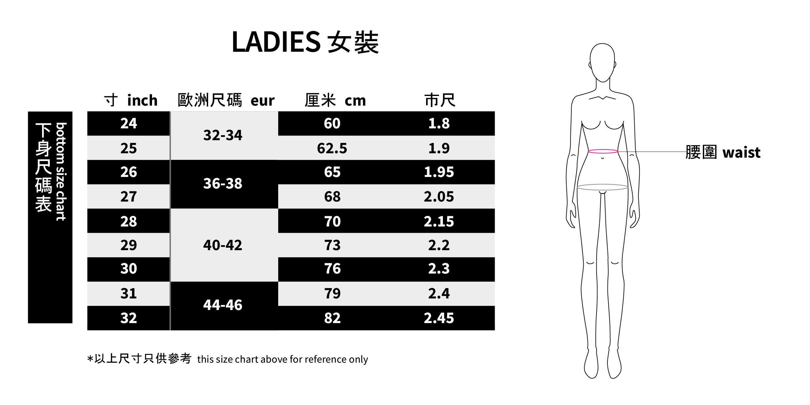 clothing size chart